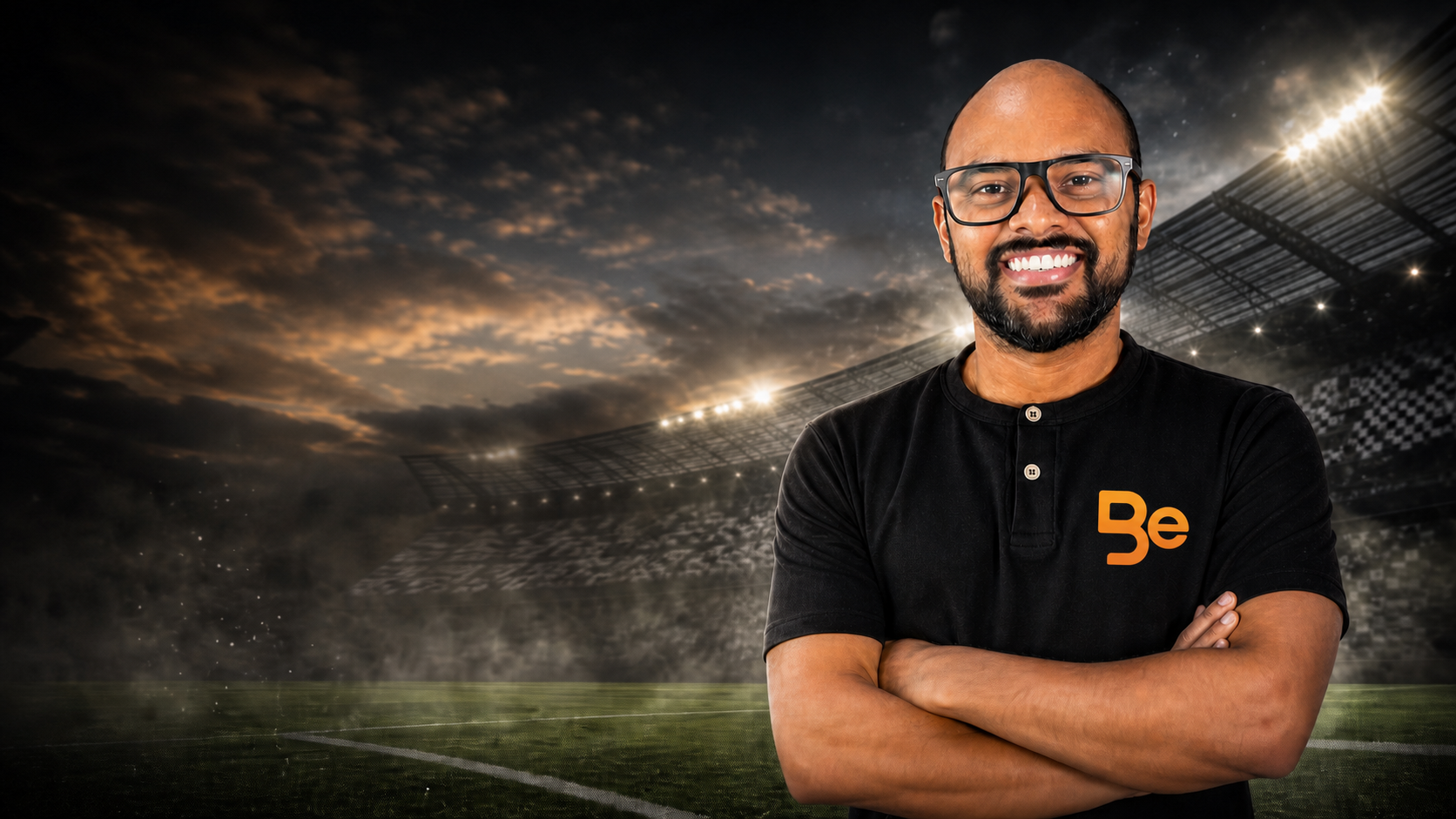 Homem em um campo de futebol